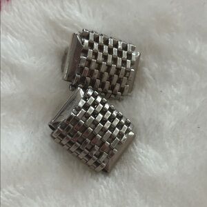Elegant Silver Tone Woven Earrings